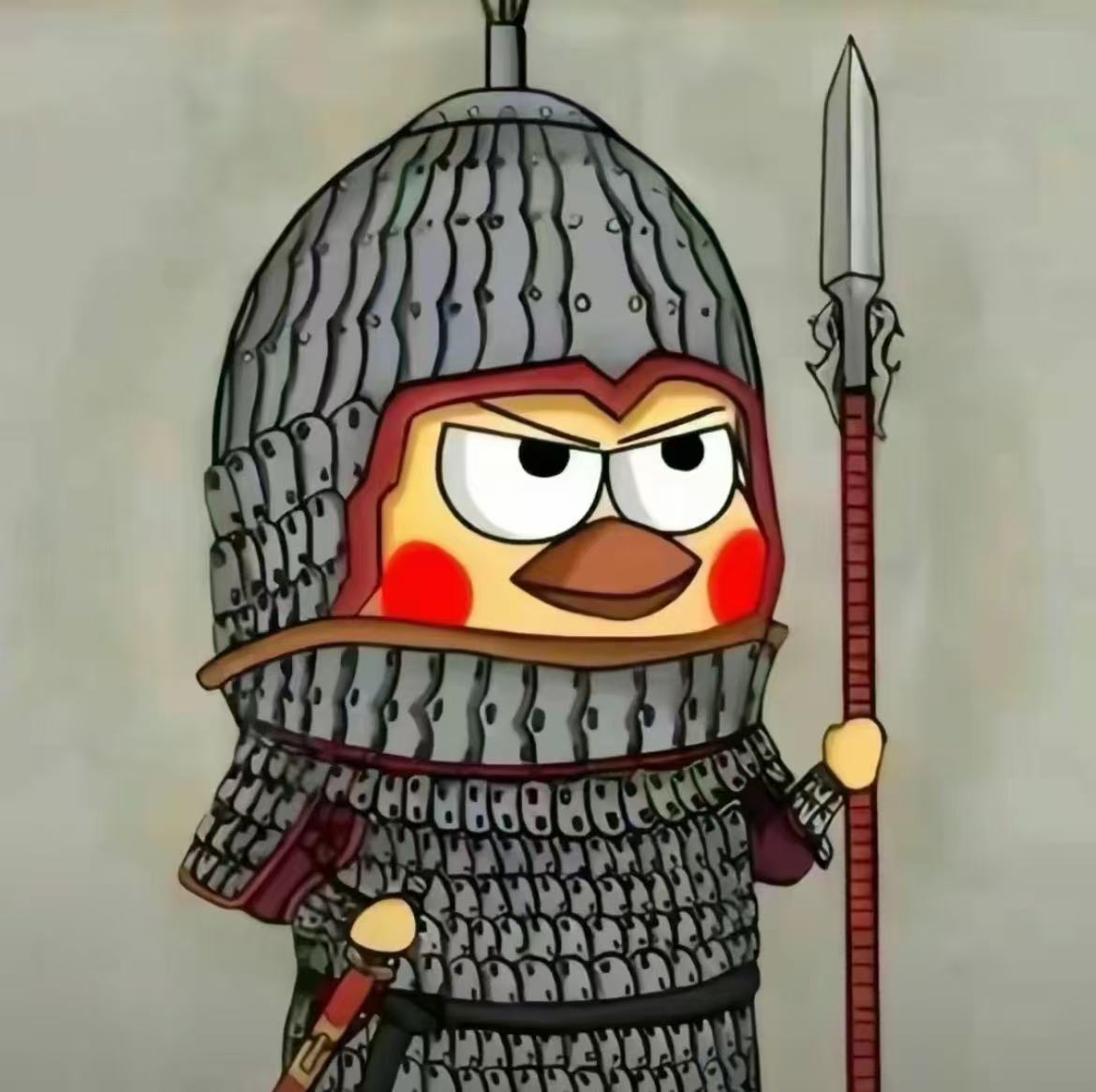 IKun armored mascot with spear